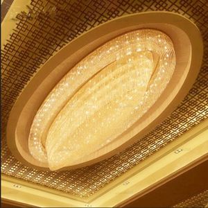 Progetto di hotel di lusso Lampadari di cristallo Lampade a sospensione LightS Foyer Club Soffitto Sala da ballo Ovale Lobby Light Apparecchio di illuminazione a LED Lampade per la casa