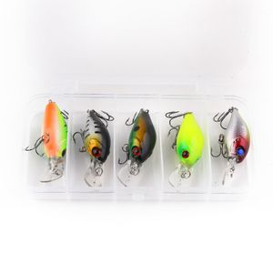 Hengjia 5PC 4.4G 5 cm Kit de pesca Minnow flutuante ISCA Crankbait com peixe tackle artificial manivela isca