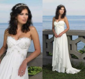 Waishidress Summer Chiffon Beach Wedding Dresses Lace Sweetheart A-line Bohemian Wedding Gowns Custom Made Simple Bridal Dress
