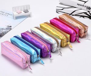 Ny iriserande laser penna fallkvalitet PU skolmaterial Stationery Present Pencase School Cute Pencil Bag Box School Tools Gratis Ship