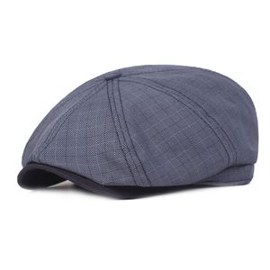 Men Women Plaid Cotton Linen Berets Newsboy Ivy Hats Casual Flat Driving Golf Cabbie Caps Artistic Youth Hat Peaked Cap