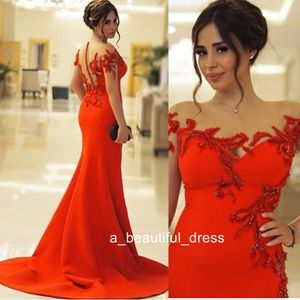 Röd Embellished Illusion Sweetheart Evening Gown Sexy Mermaid Off Shoulder Sequins Lång Backless Prom Dresses Party Evening Gowns PD5566