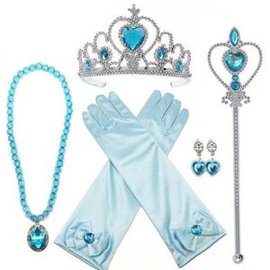 Mädchen Prinzessin Dress Up Zubehör Cosplay Kostüm Geschenksets für Zauberstab Krone Halskette Ohrringe Handschuhe 5 Stück pro Set