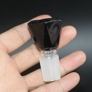 Ciotole per bong in vetro nero Narghilè Polygon Diamond maschio 14,4 mm e 18,8 mm Ciotola per bong Tubi d'acqua Piattaforme petrolifere