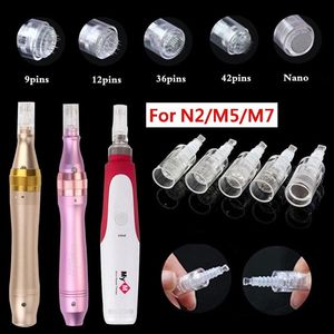 derma pen cartridges electric needle cartridge microneedling replaceable white for N2 M5 M7 micro needle dr pen 1 3 5 7 9 12 24 36 42 pins nano electric beauty pen tip