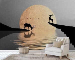 Amerykański Vintage Wallpaper Proste Ręcznie Malowane Nordic Elk Salon Sypialnia Tło Ściana Dekoracja Jedwabna Mural Tapeta