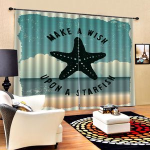 3d Cortina Janela Starfish Carta Renderings Simples e elegante Quarto Sala Cozinha Janela Blackout Curtain