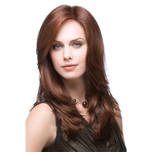 Long Wavy Brown Ombre Hair Heat Resistant Synthetic Wigs With Bangs for Women African American Natural Daily Wigs