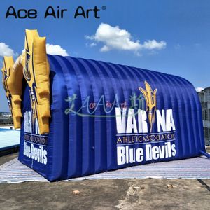 Custom 8x4m Blue Indatable Garage Tent Football Airblown Sports вход в туннельный туннель спортивные тематические тематические стенда для спортивных мероприятий на открытом воздухе