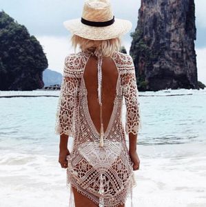 Summer Women Mesh Cover Up Knitted Crochet Sexy Beach T Shirts Swimsuit Bikini Wrap Bathing Suit