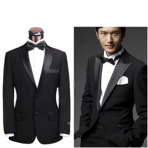 Czarny Nowy Męskie Dwa Przyciski Wedding Groom Work Tuxedos Suit (Kurtka + Spodnie)