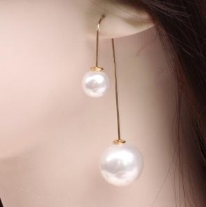 new hot European and American new double-sided pearl long earrings u-shaped hook pearl earrings fashion classic exquisite elegance