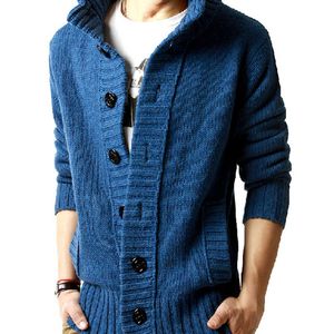 Autumn Sweater Men Solid Color Long Sleeve Slim Thick Fit Cardigan Kintwear Fashion Causal Streetwear Warm Clothing Sweater Male