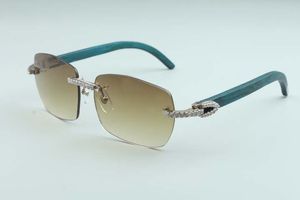 A3-B3524012 big diamond natural green wood temple rhombus lens sunglasses fashion men and women infinity sunglasses