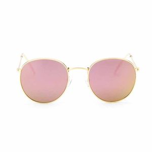 Wholesale-2019 Vintage Sunglasses Outdoor Eyewear Color Lens Mirror Fashion Gold Frame Classic Round Frame Wild Color Film Sunglasses