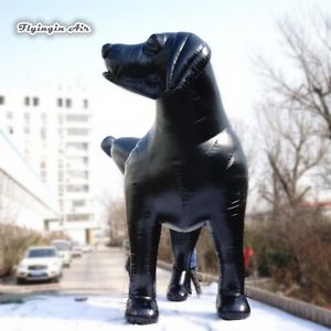 Kundenspezifische nette Tiermodell aufblasbare Dobermann-Statue 3m / 6m große schwarze hund luftgeblasene welpen skulptur für outdoor eignisshow