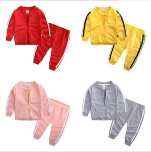 Frühlingsbaby Casual Tracksuit Kinder Junge Mädchen Baumwolle Reißverschluss Hose 2pcs/Sets Kinder Freizeit Sportanzug Kleidung Kleidung