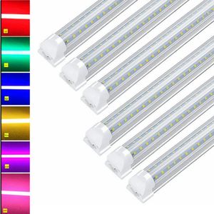 T8 LED Color Tubes Light 4ft 8ft 28w 72w Integrated V shape Red Blue Yellow Pink Orange Color Tube Lights