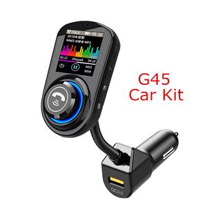 G45 Bluetooth Handsfree Car Kit med QC3.0 USB Port Charger FM-sändare Support TF-kort MP3 Musikspelare VS BC06 T10 T11 X5 G7 Bilar Laddning