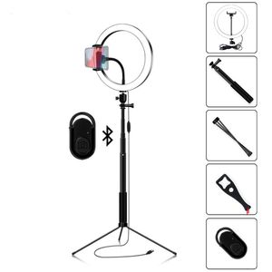 LED Selfie'nin Aydınlatma Halka Işık 16/20 / 26cm Fotoğraf Dim Makyaj video Canlı Stüdyo Toplam 180cm Tripod USB Tak siyahı için