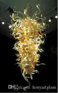 Large Amber Murano Chandelier Gold Wholesale Hand Blown Art Glass Pendant Lights