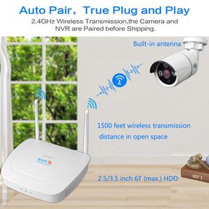 4CH WiFi Wireless CCTV Surveillance System Kit 1080p NVR IP Säkerhetskamera System Video Surveillance Kit