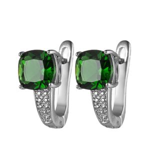 Luckyshine 12 paia gioielli regalo madre a forma rotonda smeraldo gemma argento 925 Greem zircone Huggie orecchini all'ingrosso