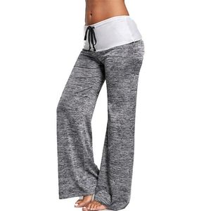 Pantaloni a gamba larga Splicing Vita Pizzo Yoga Pantaloni larghi Pantaloni sportivi Moda Donna Abbigliamento volontà e sabbia