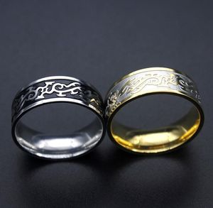 Titan Steel Ring European Ring Rostfritt stål Ring Dominerande Dragon Mönster