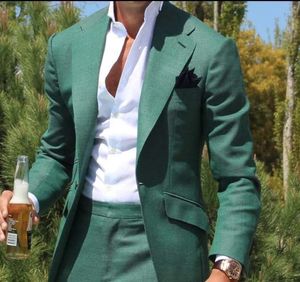 Özel Tasarım Yeşil Son Tasarımlar Suit Erkekler Yemeği Damat Smokin Parti Moda Erkekler Için Özel Balo Erkek Blazer Suits 2 Parça