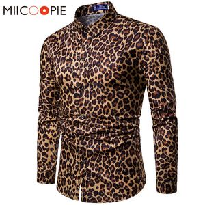 Mens Trend Nightclub Leopard Print Shirt Högkvalitativ långärmad manlig social casual Party Chemise Homme Dress Shirts MX190829