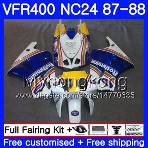 ロスマン青のボディfor Honda RVF400R VFR400 R NC24 V4 RVF400RR VFR400R 87 88 267HM.20 RVF VFR 400 R VFR 400R 1987 1987フェアリングキット