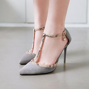 Hot Sale- New Designer Thin Snake Band Sexy Pointed Toe Women Pumps 100mm Fashion High Heels Shoes for Women Office Dress Shoes Large Size