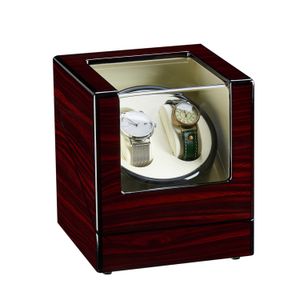 Caixa De Armazenamento De Relógio De Madeira venda por atacado-Waco Double Watch Exibir caixas de caixa de madeira armazenamento de organizador de rotação automática do enrolador Sandalwood Vermelho Aparência Branca Interna