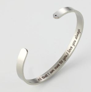 Stainless Steel Bracelet Cuff Bangle l love you always Romantic Gifts for Couple's/women's/men's Bracelets Best Gift