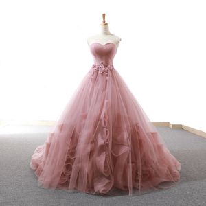 Gorgeous Ball Gown Prom Dresses Sweetheart Sleeveless Lace-up Back Evening Dresses Fancy Runway Gowns Real Pictures