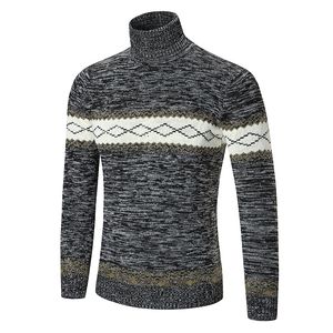 Mode-Herren-Slim-Fit-Pullover für Herbst und Winter, Rollkragen-Strickpullover, klassische Muster, kostenloser Versand, Strickkleidung