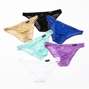 Biquíni sexy homens calcinha de renda dos homens ver através Lingerie bolsa Sheer cueca Sexy gaze gay masculino homens de seda tangas curto MIX COR J190105