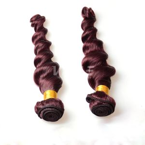 Vmea 99j Virgin Burgundy Red Bundles VMAe Eurasian Loose Wave 3 st Mark Mörk Human Hair Weave Extensions