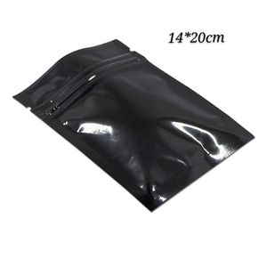 14*20cm 100pcs black flat bottom zip lock sealing mylar packing bags food and fruit zipper packaging bag glossy dry flower pack pouches