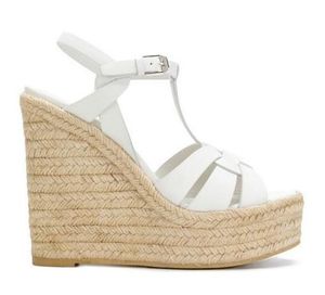 Vendita calda - Sandali con zeppa espadrillas Scarpe con sandalo espadrillas con zeppa e cinturino in pelle con cinturino a T