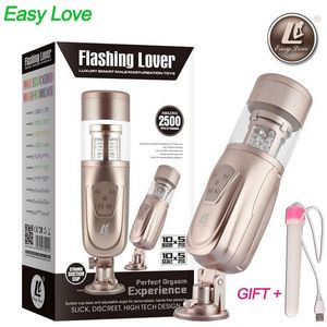 Easy Love 2 Teleskopischer automatischer männlicher Masturbator für Männer, rotierende Sexmaschine Vaginal Echte Muschi Vibrator Sexspielzeug für Männer Homosexuell Y19062602