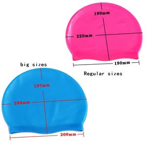 Wholesale silicone swim caps for long hair resale online - big sizes silicone swim cap for adult long hair women waterproof ear protection bathing hat colorful water sports caps