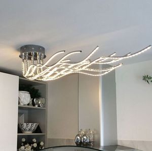 Modern simple personality aluminum wavy dining room Nordic living room creative branch ceiling light MYY