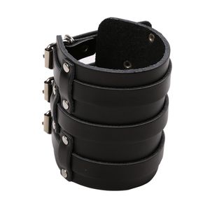 Moda-Msemis Mens PU Couro Braço Quente Largura Bangle Pulseira Pulseira Cinto Com Três Clasps Buckle Braçadeira Armadura de Armadura de Proteção