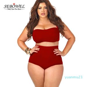 Wholesale-SEBOWEL Sexy Plus Size Swimwear Womens High Waist Bikini Set 2019 Summer Swimsuit Sexy Large Female Bikinis Bathing Suits 5XL