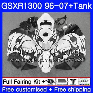 + Tank för Suzuki GSXR1300 Hayabusa 96 97 98 99 2000 2001 333HM.226 GSX R1300 GSXR 1300 1996 1997 1998 1999 00 01 02 Fairings Vit Svart