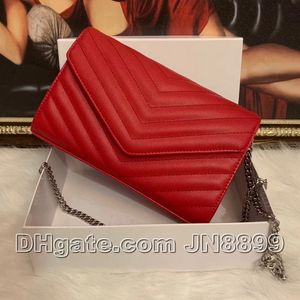 Fashion Handbags Sheepskin Caviar Metal Chain Silver Handbag Leather Bag Flip Cover Diagonal Shoulder Bags With Original Dust Bag 5 Colors JN8899