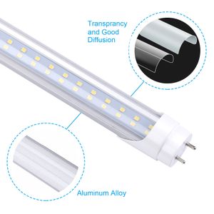 Tubo de luz LED T8 de 4 pies, derivación de balastro alimentado de doble extremo, 18 W (reemplazo de bombilla fluorescente equivalente a 40 W), cubierta transparente, accesorio de iluminación AC85-265 V