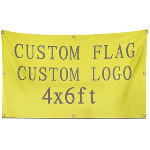 Bandeira personalizada 4x6ft 100D poliéster High Flying Qualidade de suspensão Qualquer padrão Estilo Customize Logo personalizado DIY 6x4ft Flags Logo personalizado
